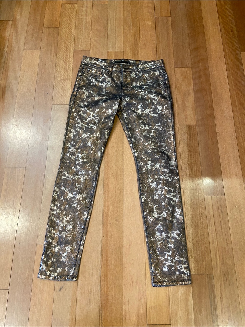else Metallic Camo Jeans - Brown & Silver Speckle